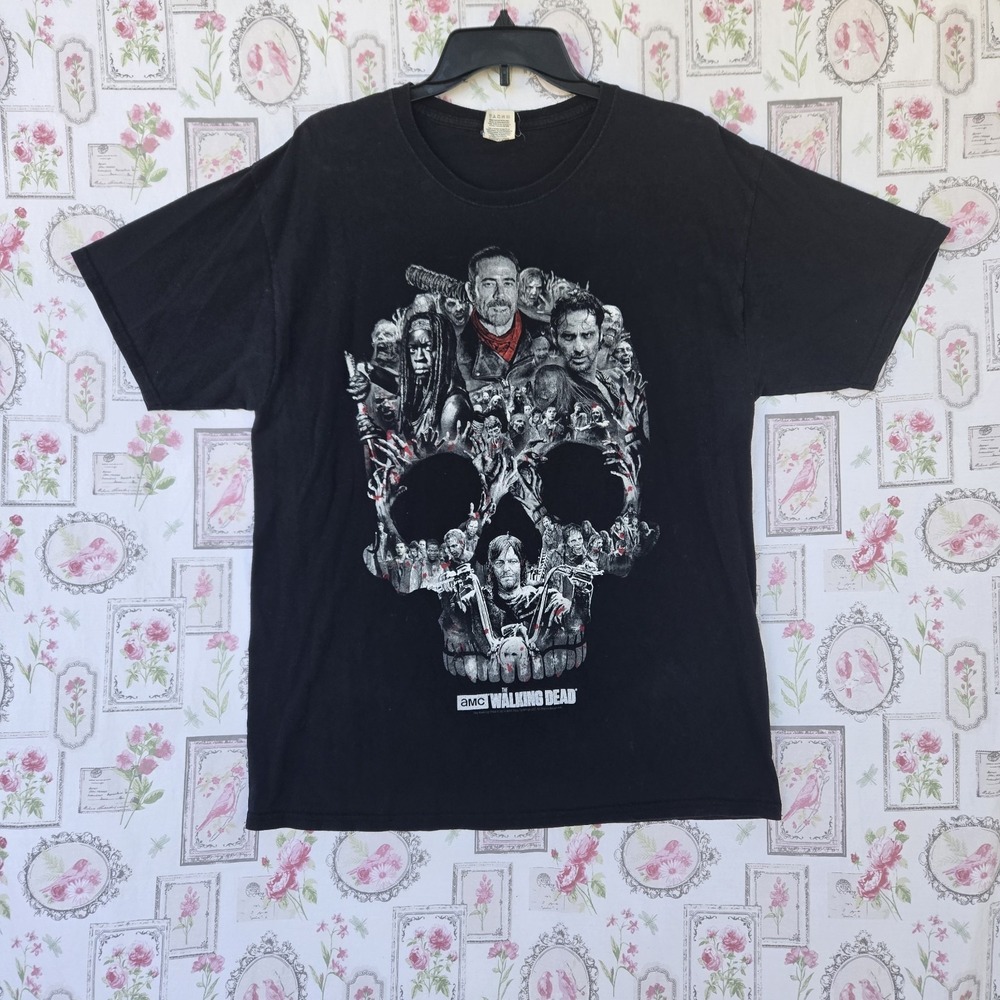 The Walking Dead TWD AMC‎ TV Show Cast Skull Montage Graphic Tee Men's L Black